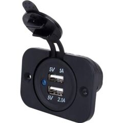 Usb Çakmak Soketi 12v-24v12-24V 1 adet 1A , 1 adet 2.1A olmak üzere çift soket   USB bağlantısı olan elektronik cihazlarınızı şarj etmek için kullanılır.  Teknede, otomobilde, karavanda, motosiklette kullanıma uygundur.