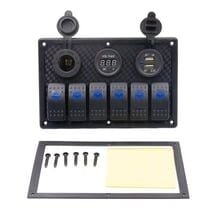 Bfy Switch Panel 6'lı Voltmetre +Çakmaklık+ Usb Mavi