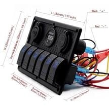 Bfy Switch Panel 6'lı Voltmetre +Çakmaklık+ Usb Mavi