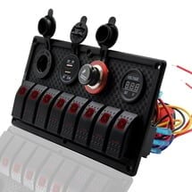 Bfy Switch Panel 8'li +Usb+Plastik Çakmaklık+ Çakmak+ Voltmetre Kırmızı