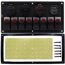 Bfy Switch Panel 8'li +Usb+Plastik Çakmaklık+ Çakmak+ Voltmetre Kırmızı