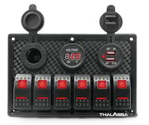 Bfy Switch Panel 6'lı Voltmetre +Çakmaklık+ Usb Kırmızı