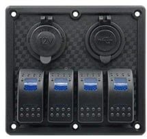 Bfy Switch Panel 4'lü Usb +Çakmaklık Mavi