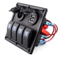 Bfy Switch Panel 4'lü Usb +Çakmaklık Mavi