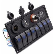 Bfy Switch Panel 8'li +Usb+Plastik Çakmaklık+ Çakmak+ Voltmetre Mavi