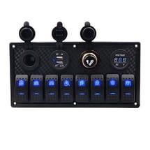 Bfy Switch Panel 8'li +Usb+Plastik Çakmaklık+ Çakmak+ Voltmetre Mavi