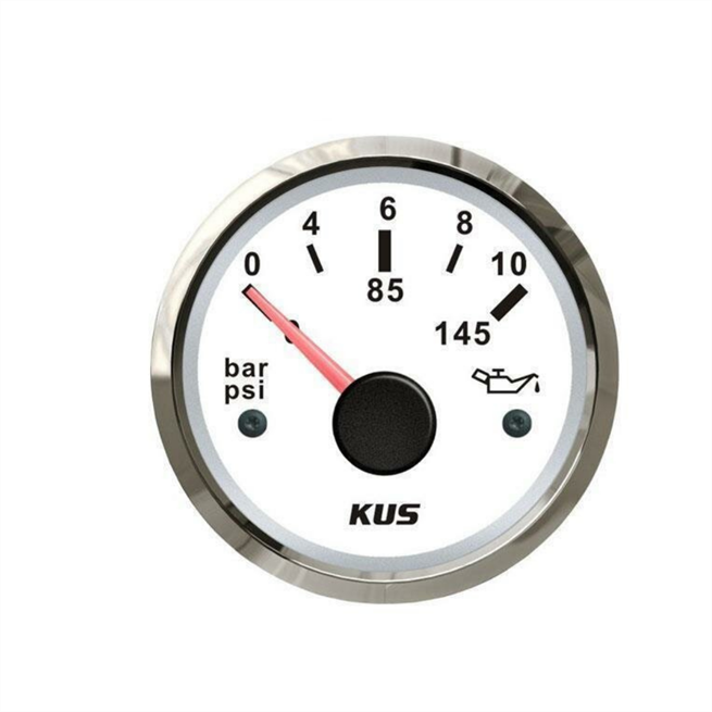 Kus Yağ Göstergesi Beyaz 0-10 Bar 12-24V 52 mm