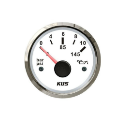 Kus Yağ Göstergesi Beyaz 0-10 Bar 12-24V 52 mm