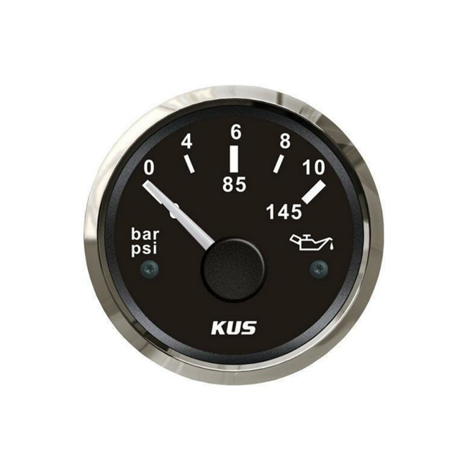Kus Yağ Göstergesi Siyah 0-10 Bar 12-24V 52 mm
