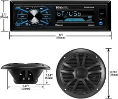 BOSS Audio Systems MCBK634B.6 USB, AUX Girişli Bluetoothlu Hoparlörlü Marin Teyp Seti