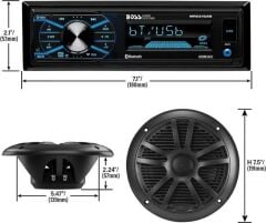 BOSS Audio Systems MCBK634B.64 USB, AUX Girişli Bluetoothlu Hoparlörlü Marin Teyp Seti